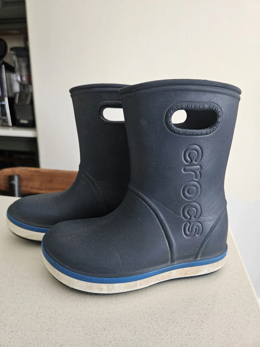 CROCS Kids Navy Blue Rain & Snow Boots with Blue Trim